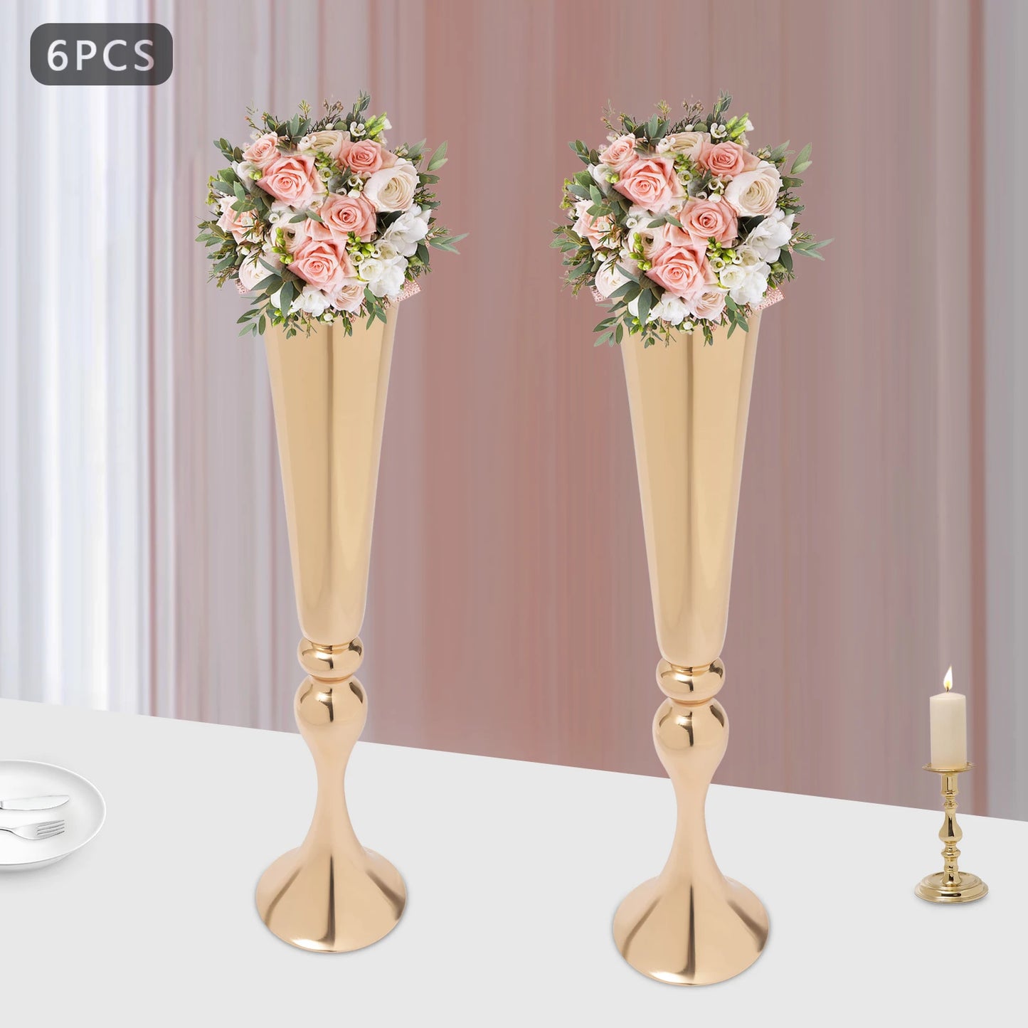 Metal Trumpet Vases Tall Finish For Weddings And Home Decor