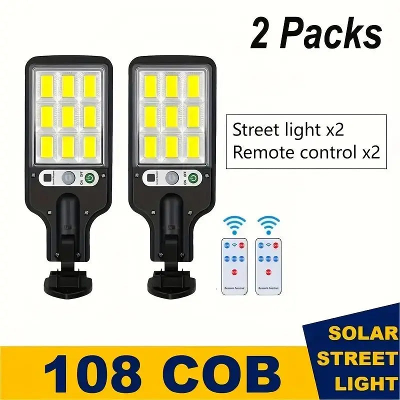 Solar Street Lights 108 COB LED Outdoor With Remote Motion Sensor 3 Modes IP65