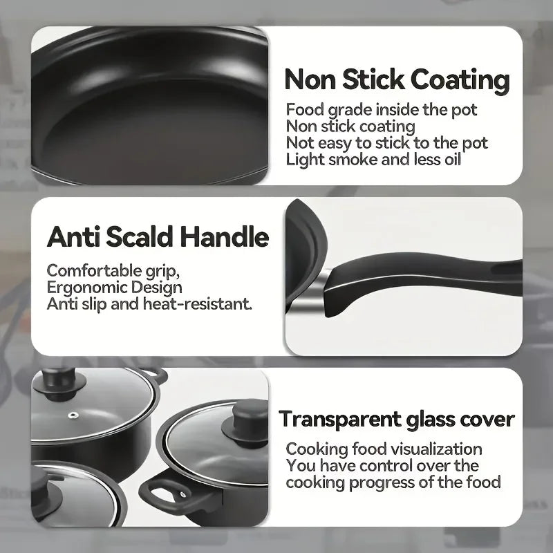 AEHOME Nonstick Cookware Set Induction Compatible With Utensils