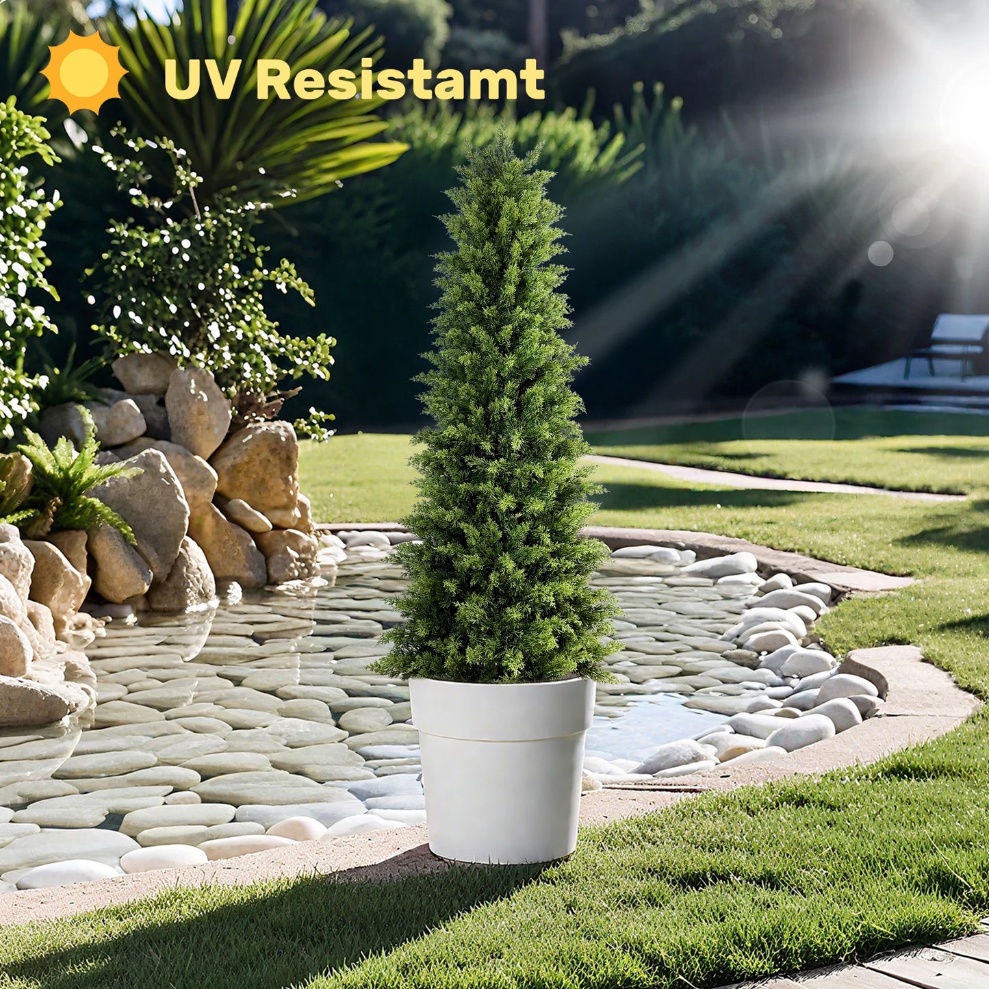 NONECN Artificial Cypresses Tree Tall Faux Plant Indoor Outdoor Home Decor