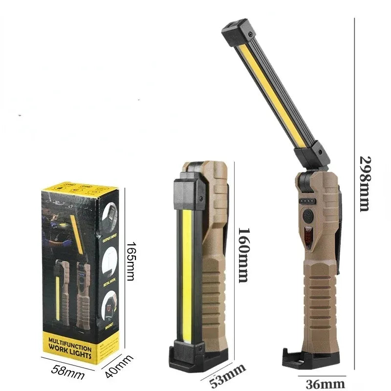Folding COB Portable LED Work Light With Rechargeable Built In Battery
