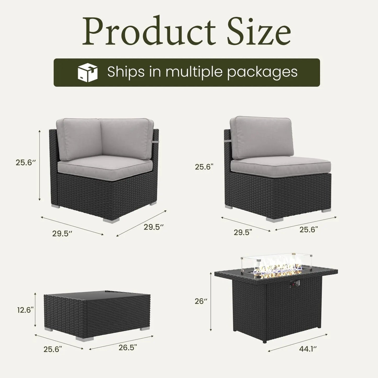 15 Piece Patio Set With Fire Pit Table