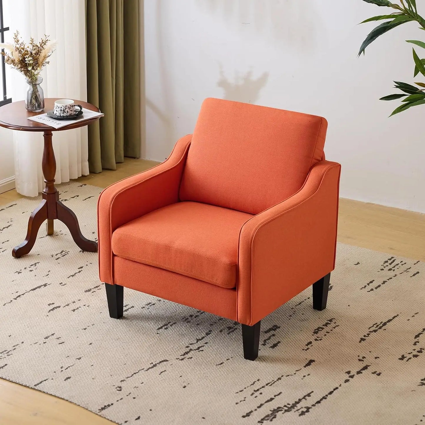 Mid Century Modern Accent Chair Fabric Upholstered Armchair For Living Room
