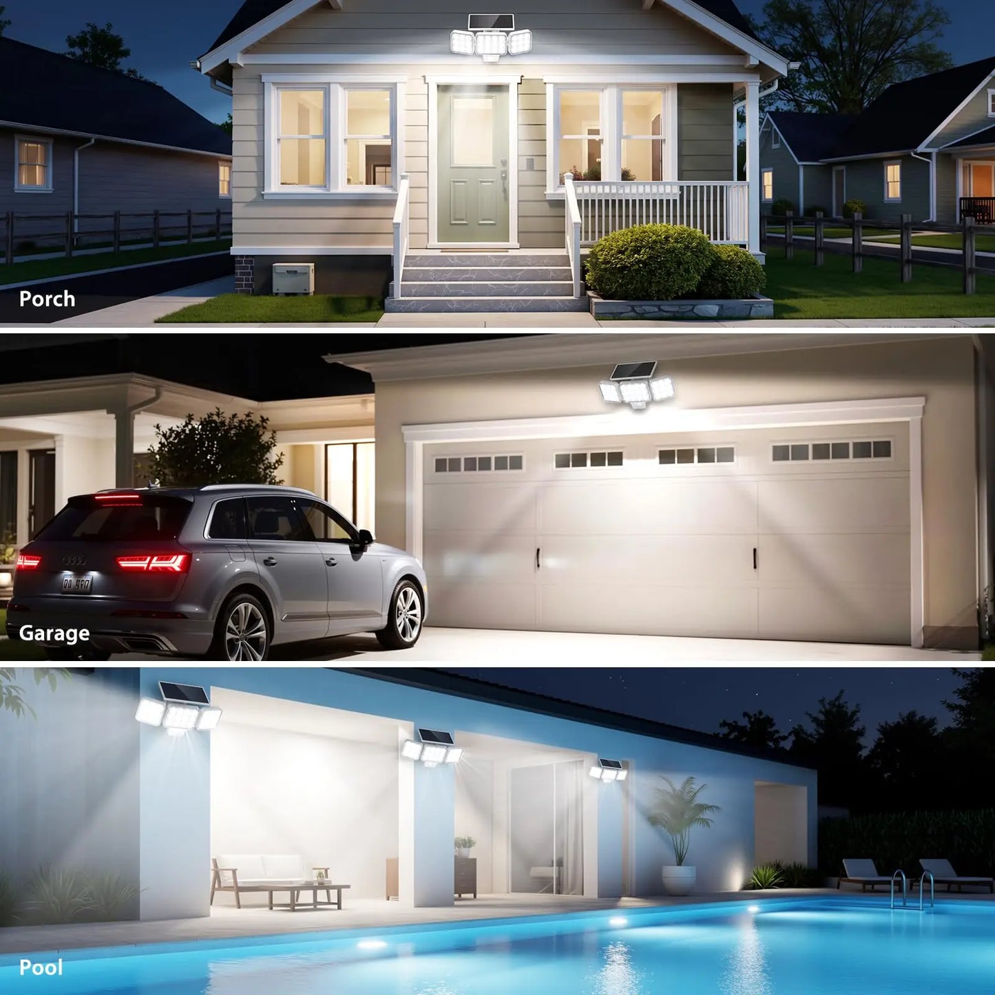 Solar Powered Outdoor Motion Sensor Wall Lights Floodlights IP65 Waterproof