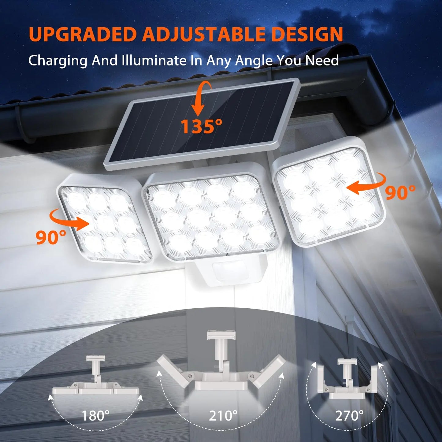 Solar Powered Outdoor Motion Sensor Wall Lights Floodlights IP65 Waterproof