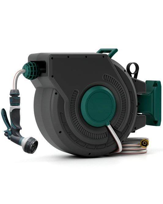 Retractable Garden Hose Reel Wall Mount Auto Rewind Swivel