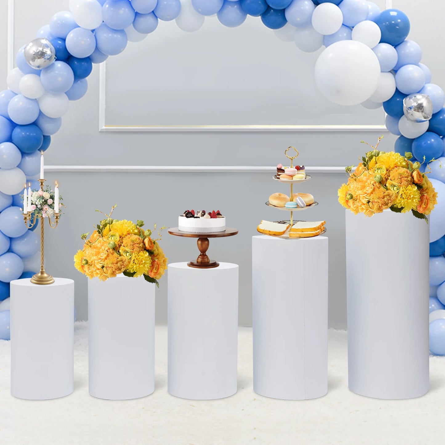 NONECN Freestanding Round Cylinder Pedestal Stand For Wedding Birthday Party