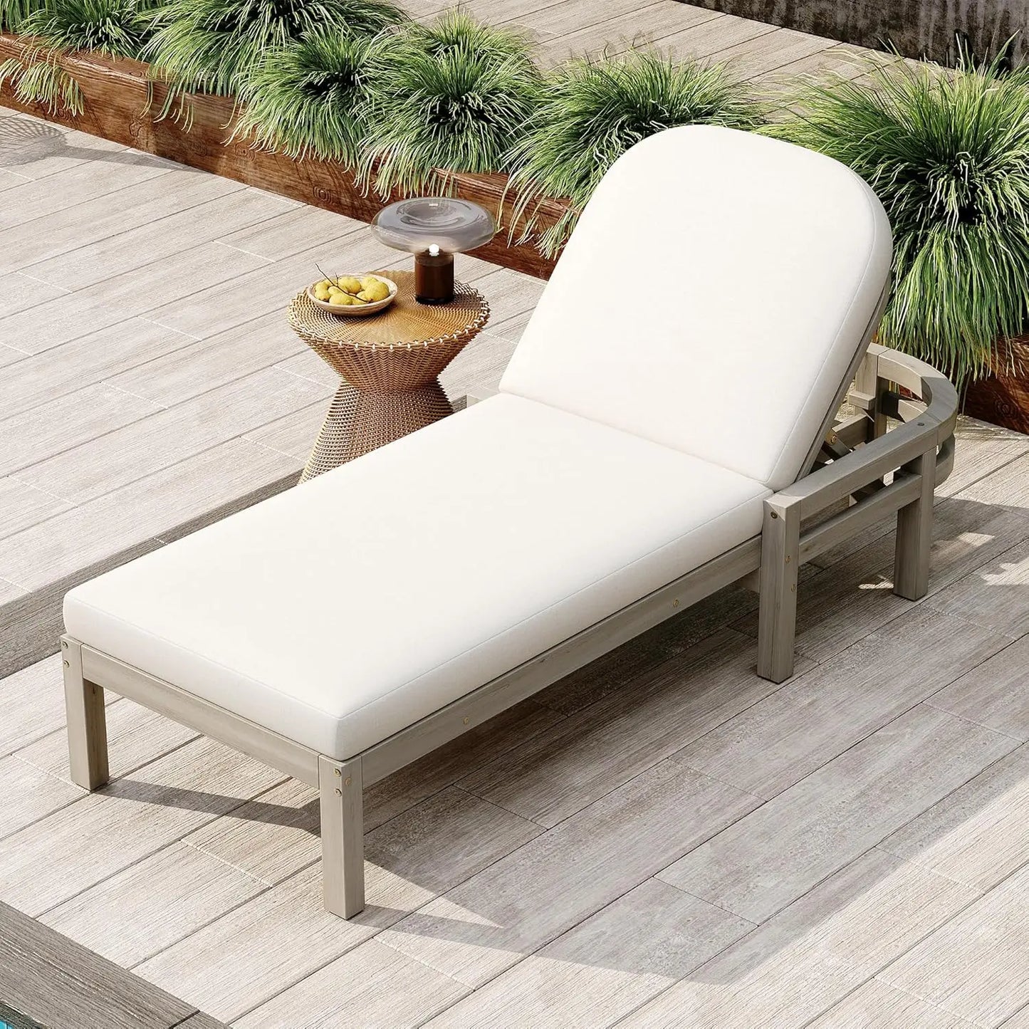Outdoor 5-Position Adjustable Chaise Lounge Set With Steel Frame Cushions