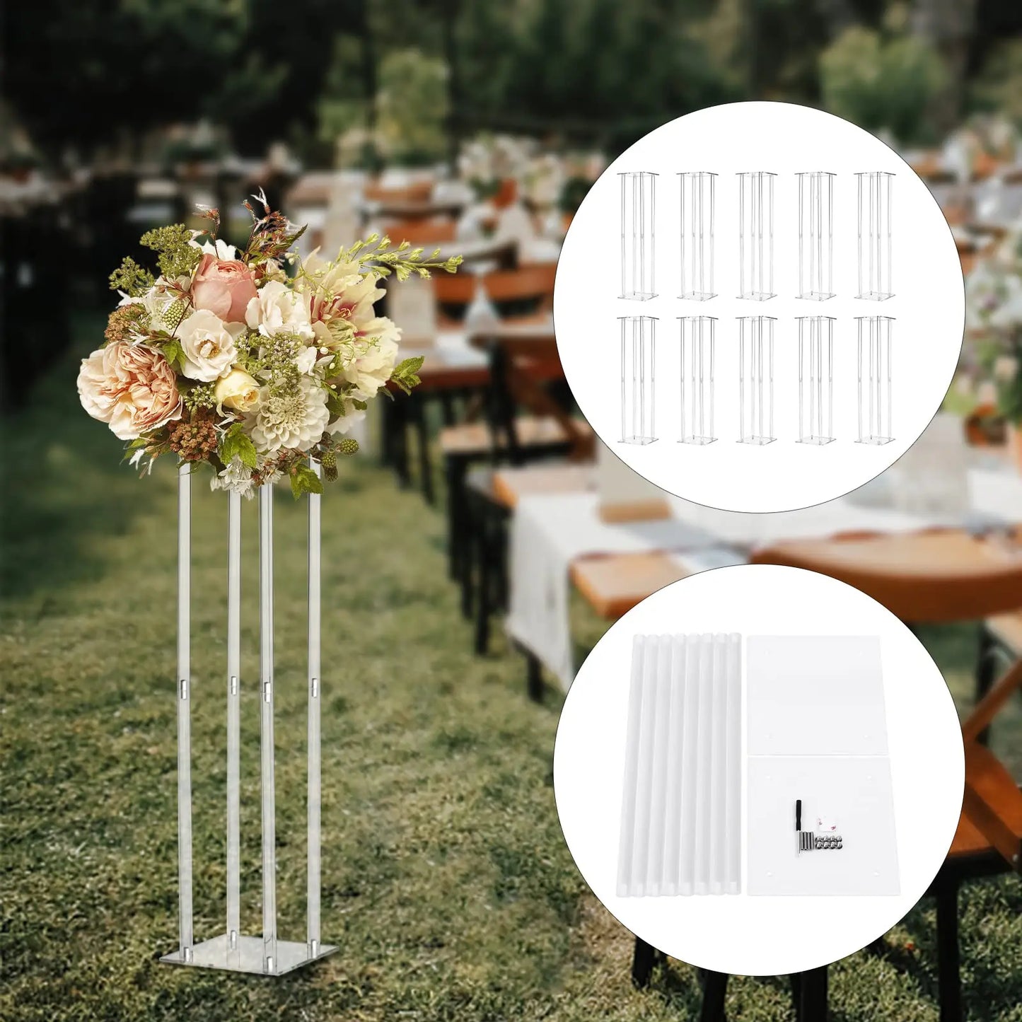 Acrylic Vase Column Stand Centerpiece for Wedding Decoration