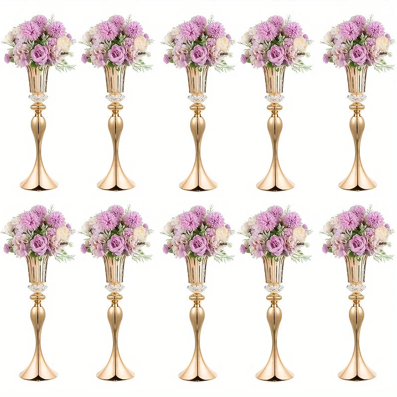 Crystal Flower Stands Set Metal Centerpieces For Table Decor
