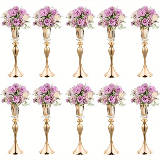 Crystal Flower Stands Set Metal Centerpieces For Table Decor
