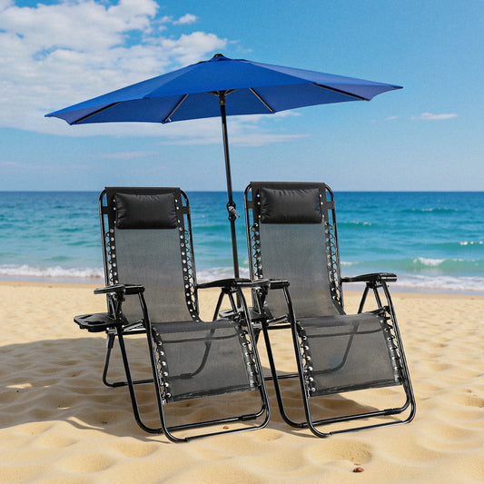 JHK Zero Gravity Portable Recliner With Cup Holder Trays