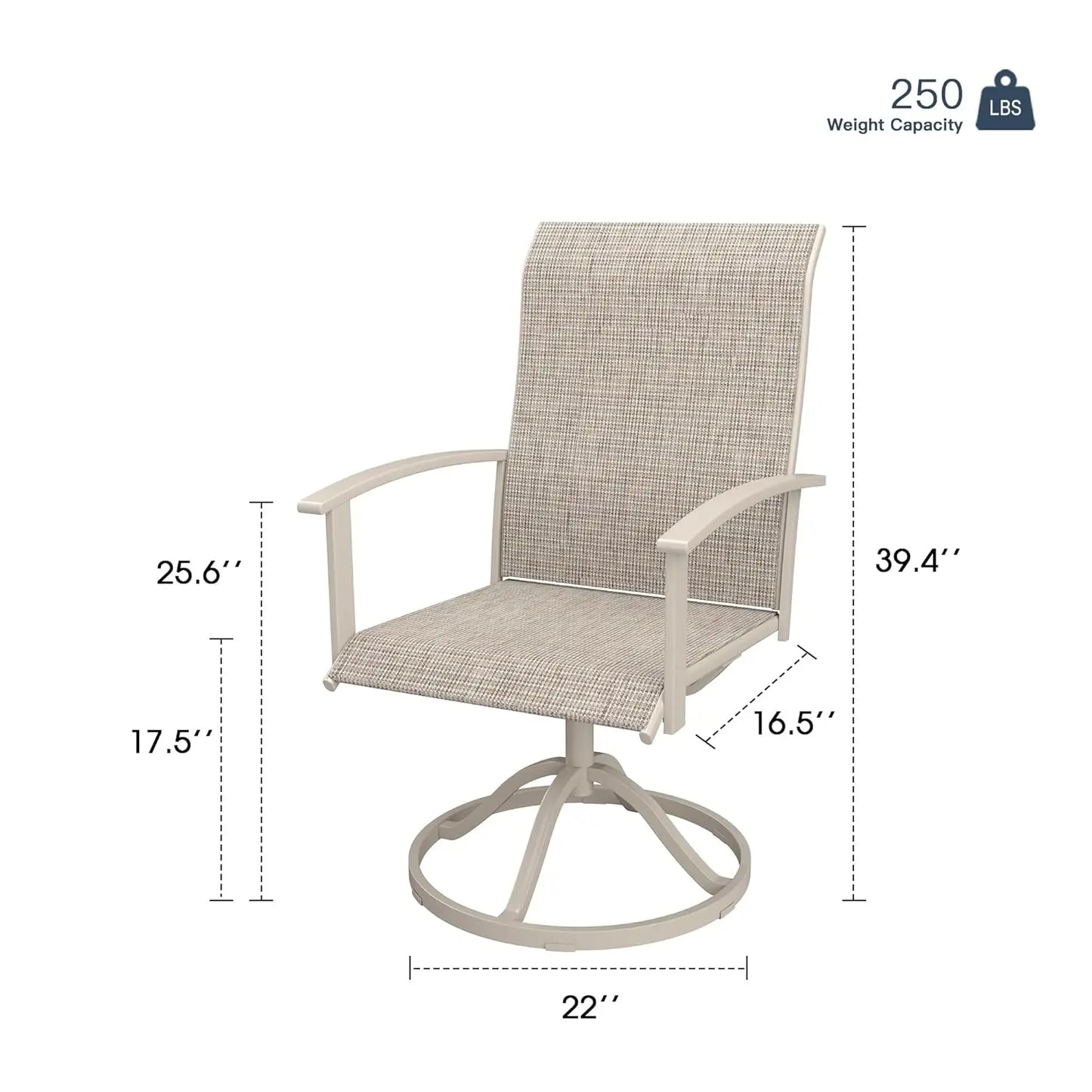 Swivel Textilene Outdoor Patio Chairs Set Of Four Durable
