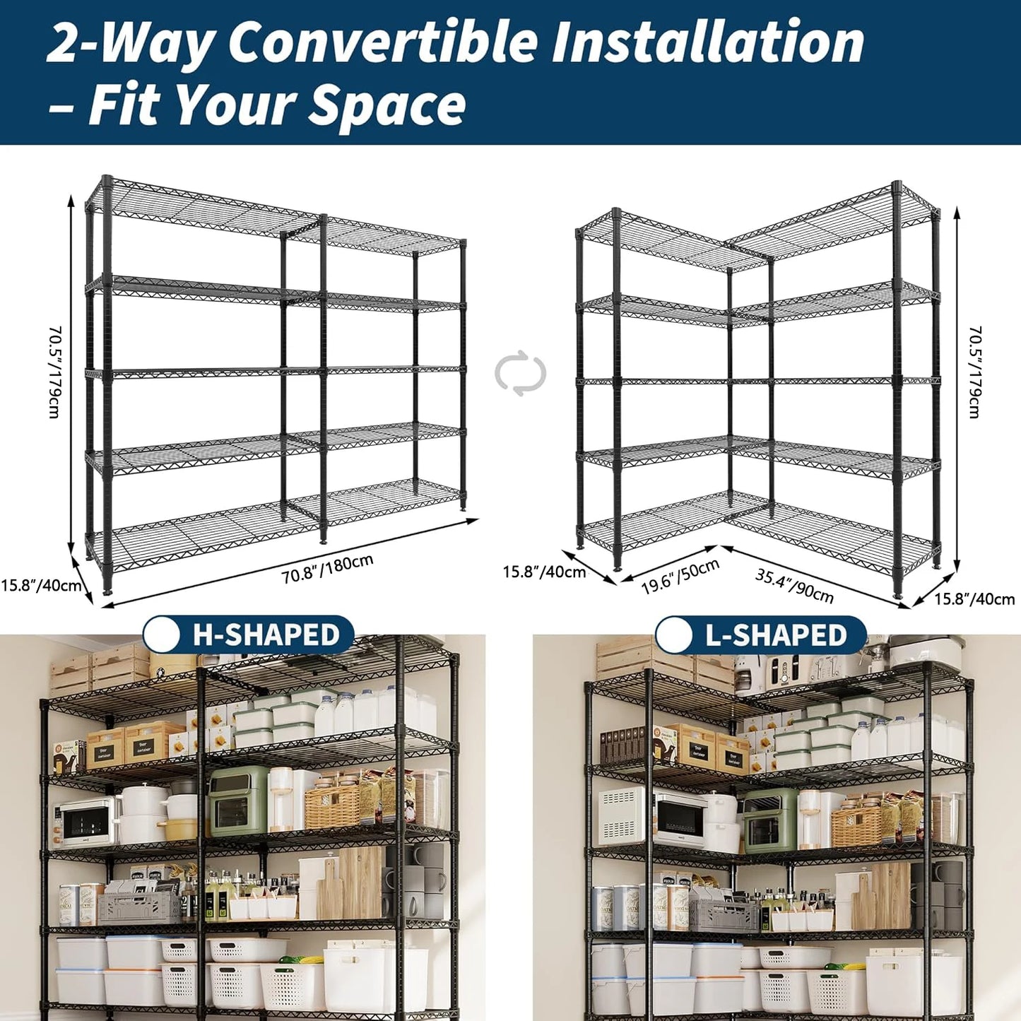 TWISTER.CK Heavy Duty 5-Tier Metal Shelving Unit Storage