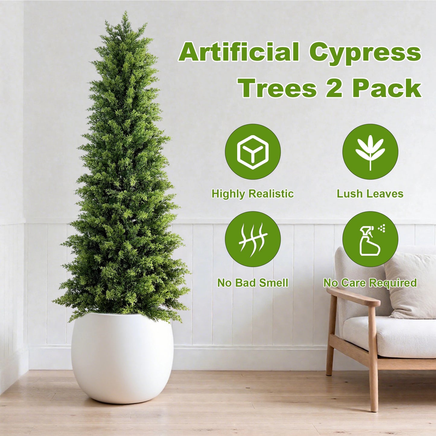 NONECN Artificial Cypresses Tree Tall Faux Plant Indoor Outdoor Home Decor