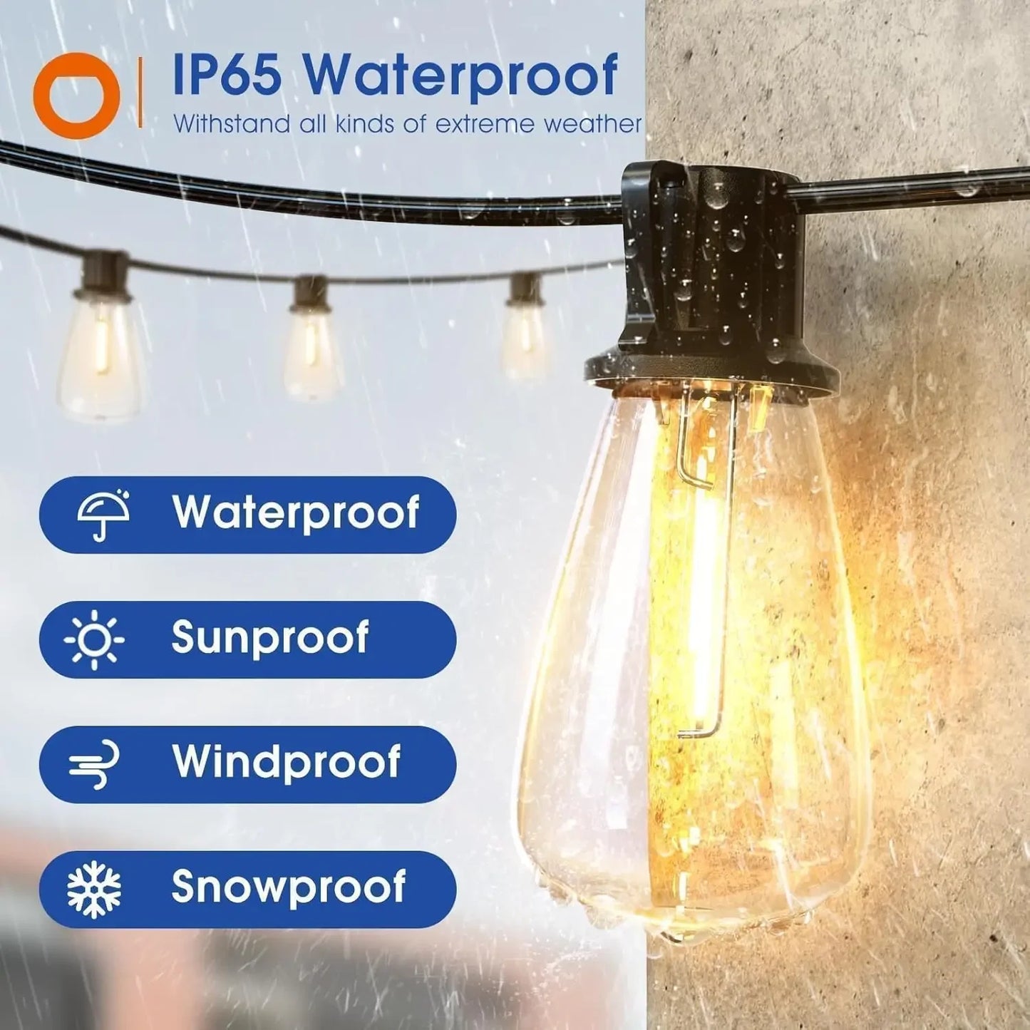 MIMIRG LED Outdoor String Lights Waterproof Shatterproof Replaceable Bulbs