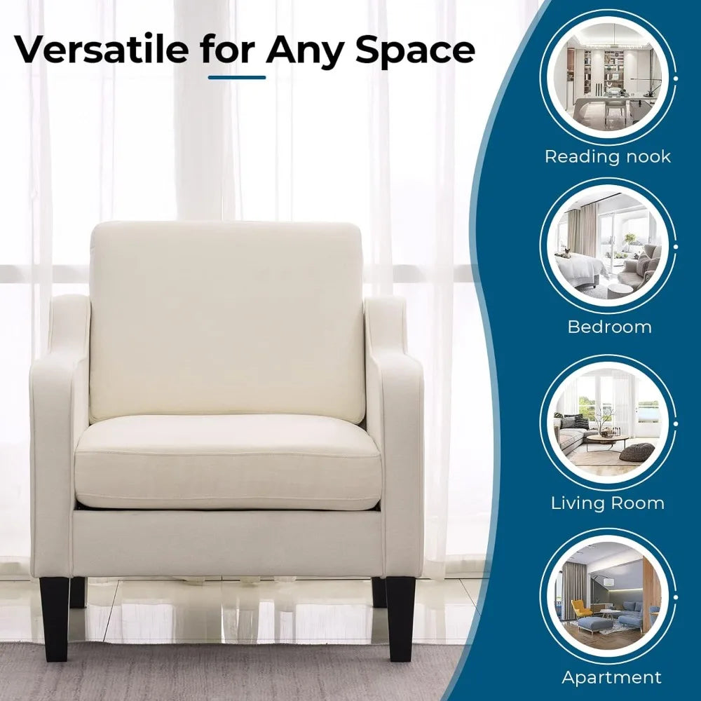 Mid Century Modern Accent Chair Fabric Upholstered Armchair For Living Room