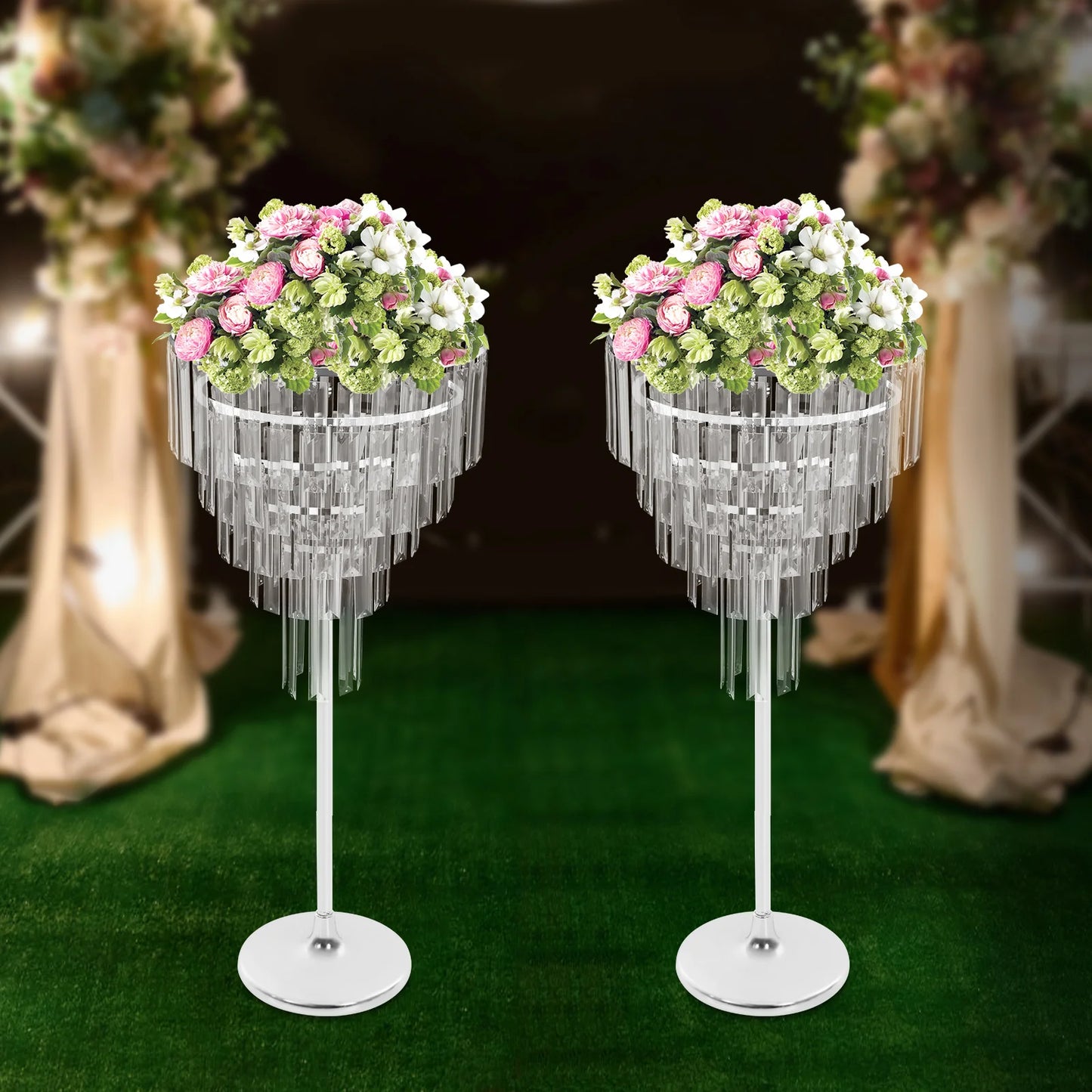 Metal Wedding Flower Stand Crystal Flower Rack Centerpiece 2/4/5 Tier Floral Holder for Party Event Decoration