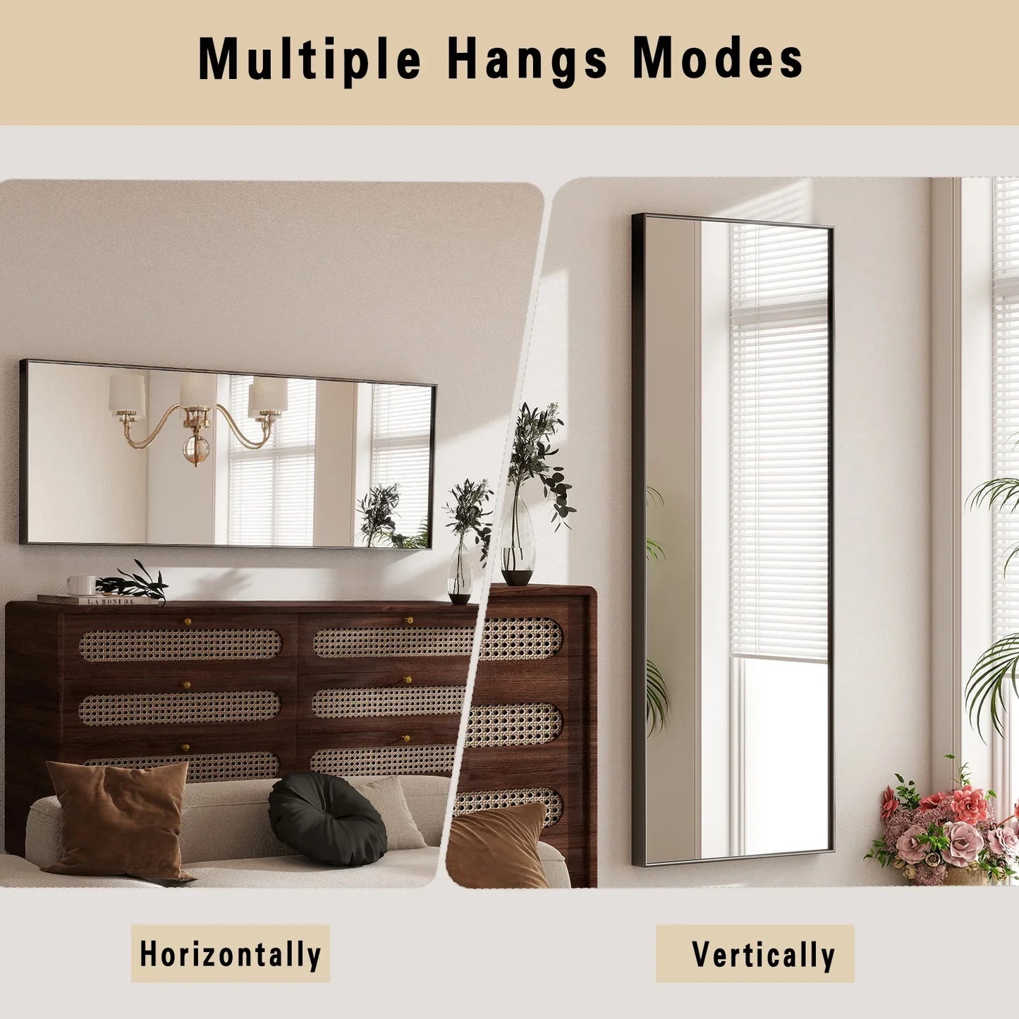 Full Length Mirror With Stand Wall Mount Wardrobe Tempered Glass