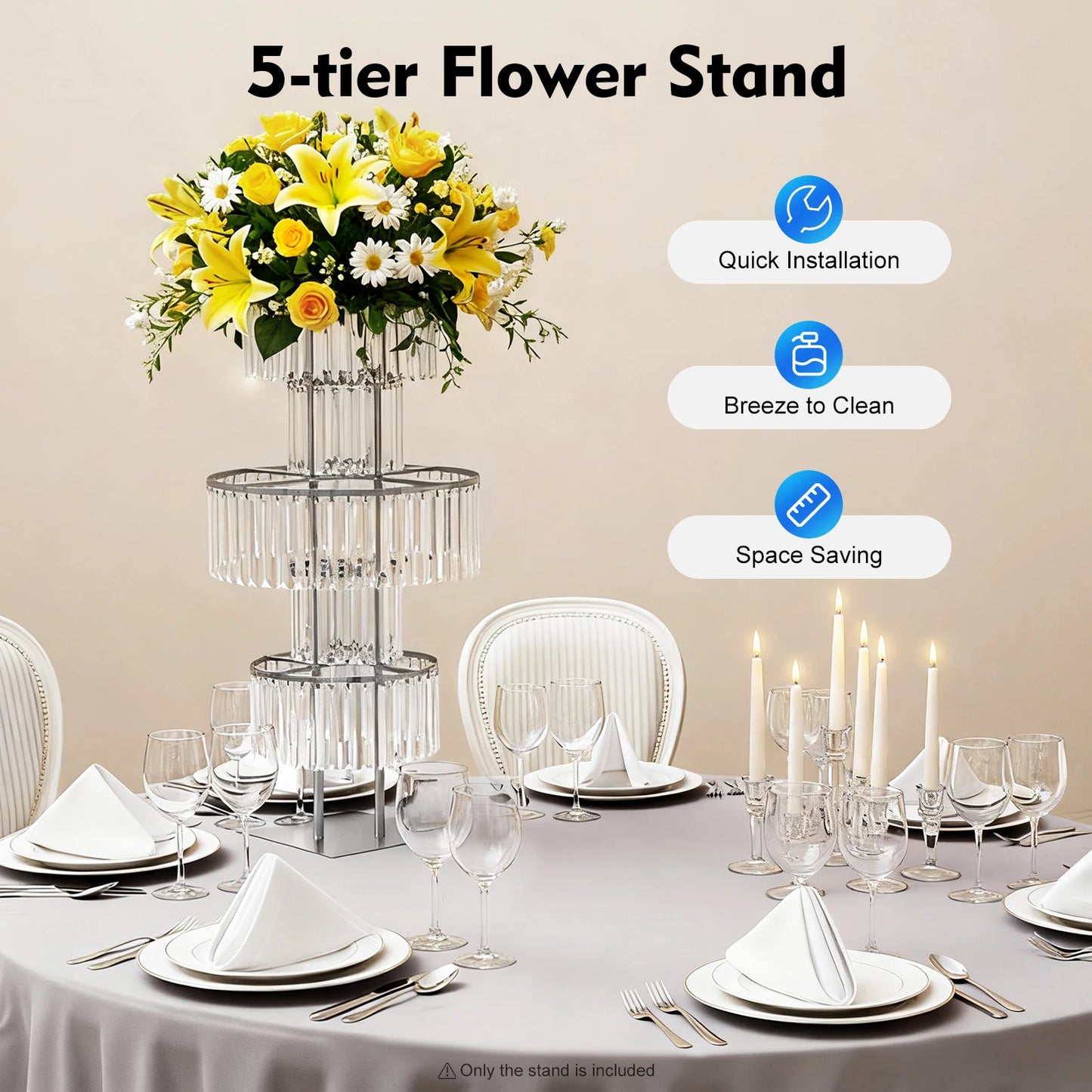 Acrylic Crystal Flower Stand For Wedding Centerpieces