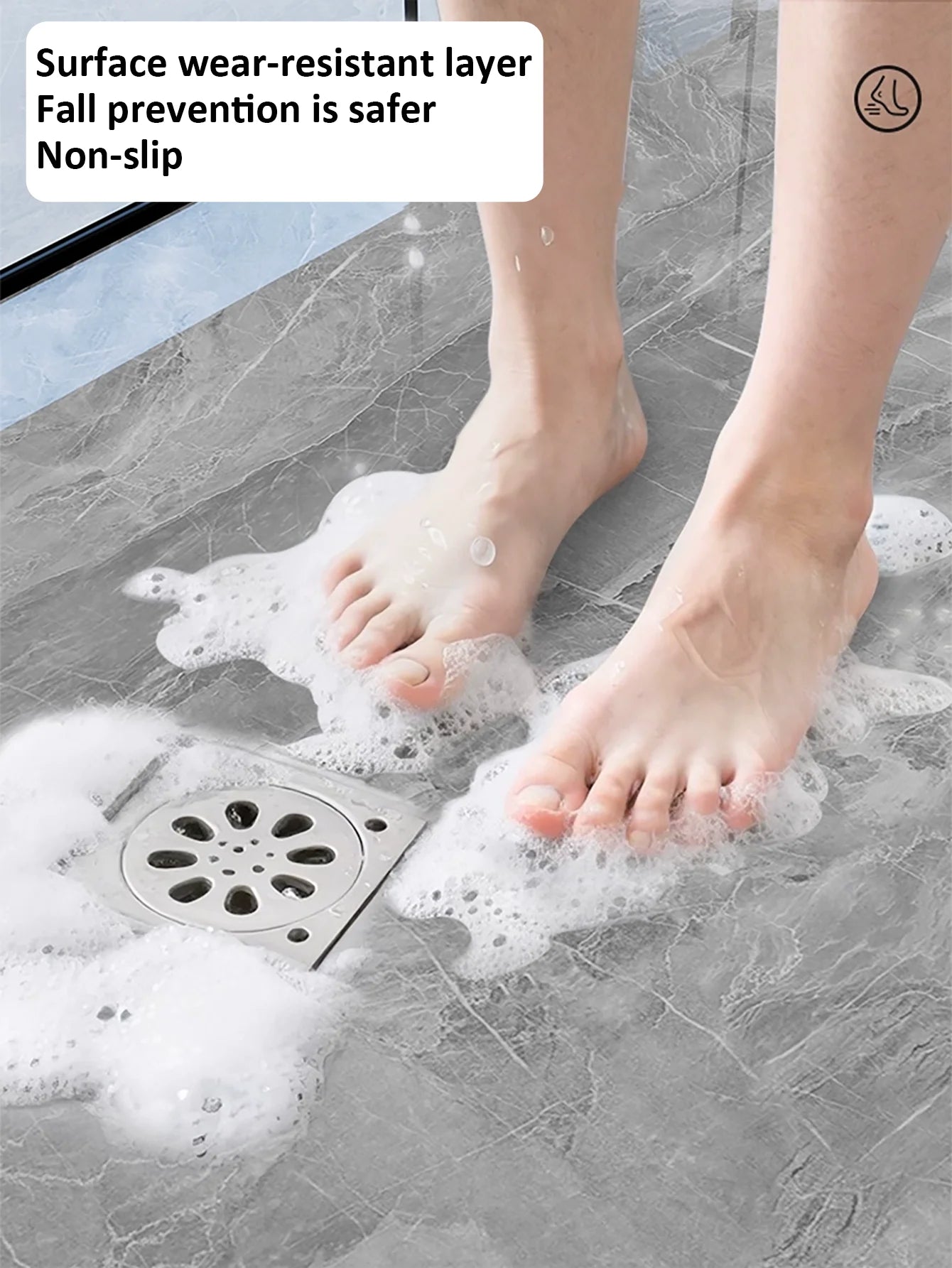 Imitation Marble Peel And Stick Floor Tiles Waterproof Non Slip