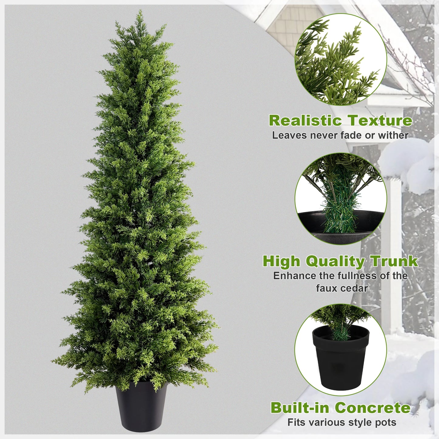 NONECN Artificial Cypresses Tree Tall Faux Plant Indoor Outdoor Home Decor