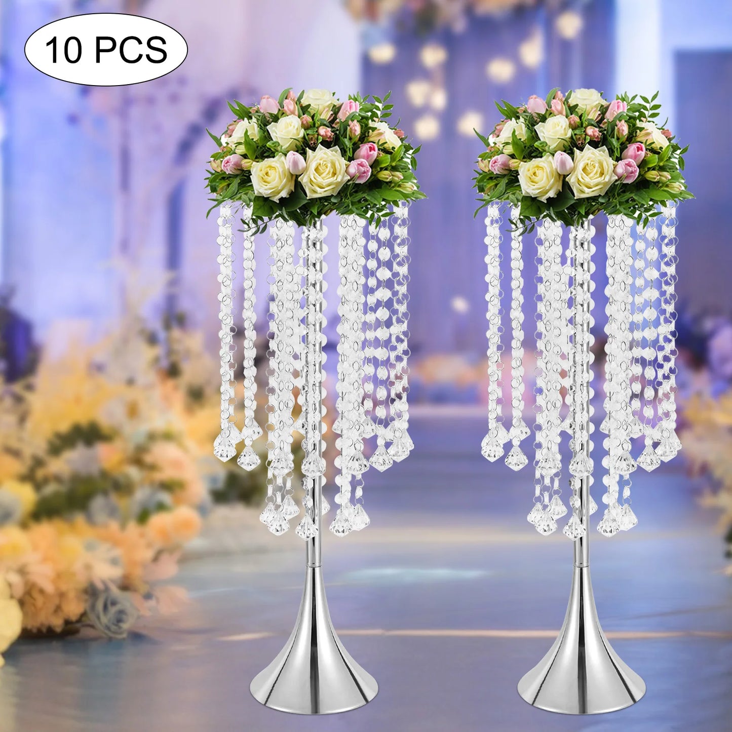 Elegant Acrylic Crystal Flower Centerpieces Set Of 10