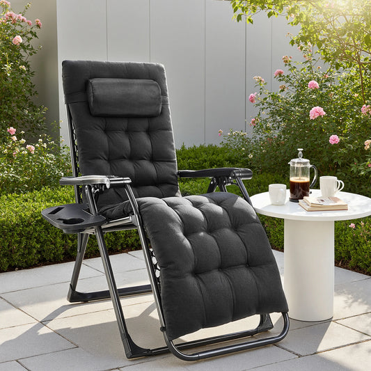 JHK Zero Gravity Recliner Patio Lounge Chair With Cup Holders