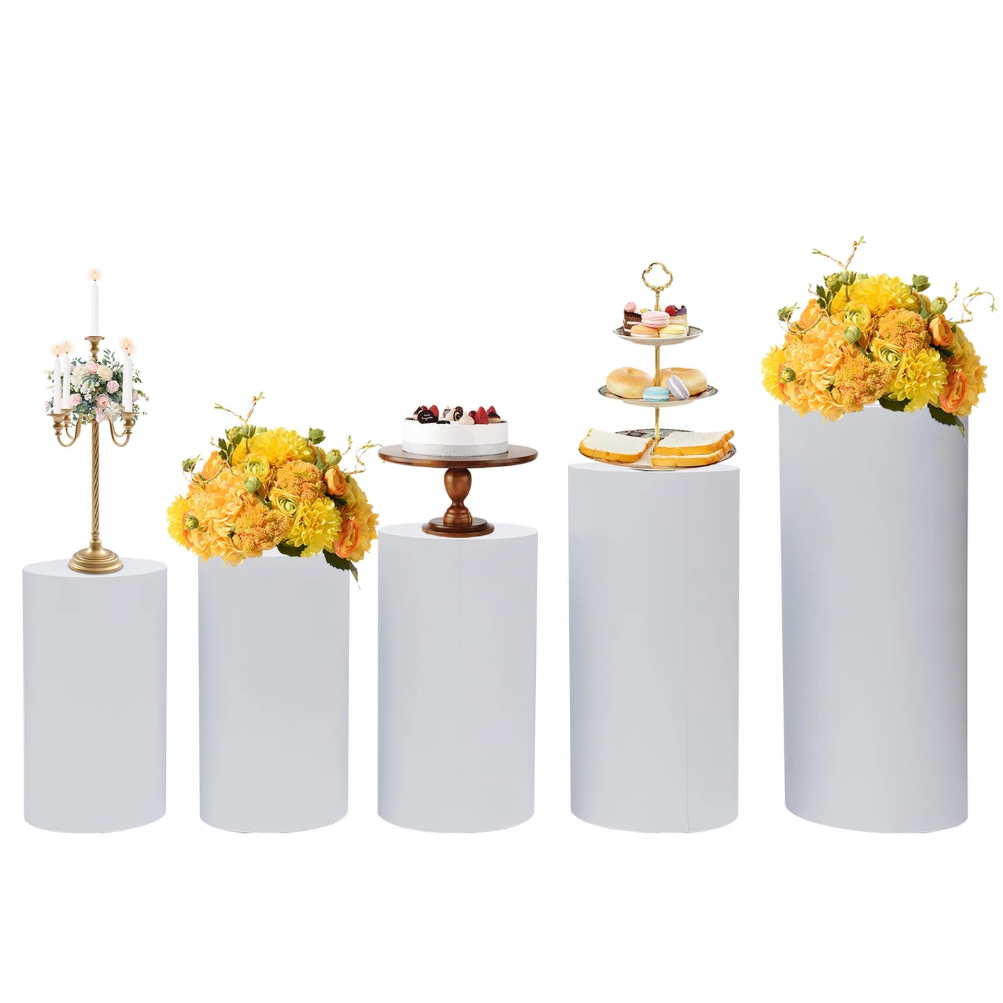 NONECN Freestanding Round Cylinder Pedestal Stand For Wedding Birthday Party