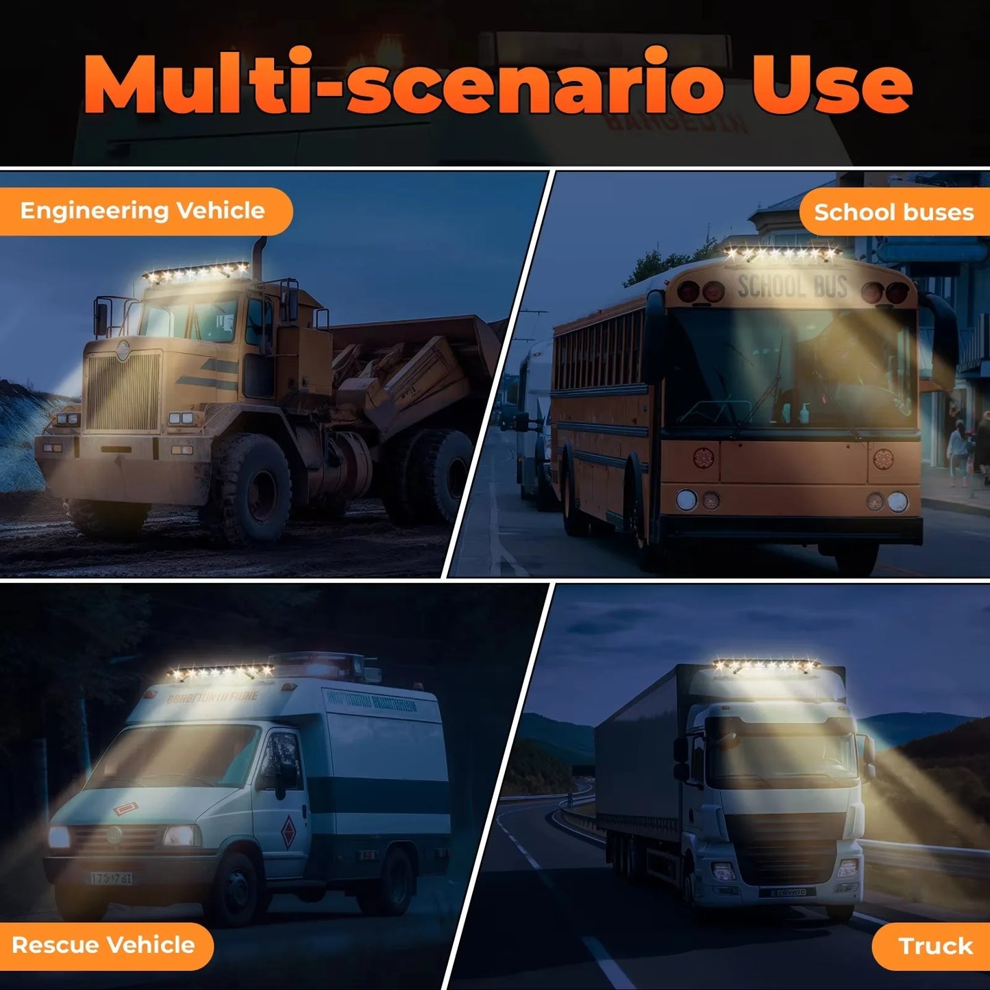 Bymaocar 108 LED Amber White Emergency Light Bar For Construction