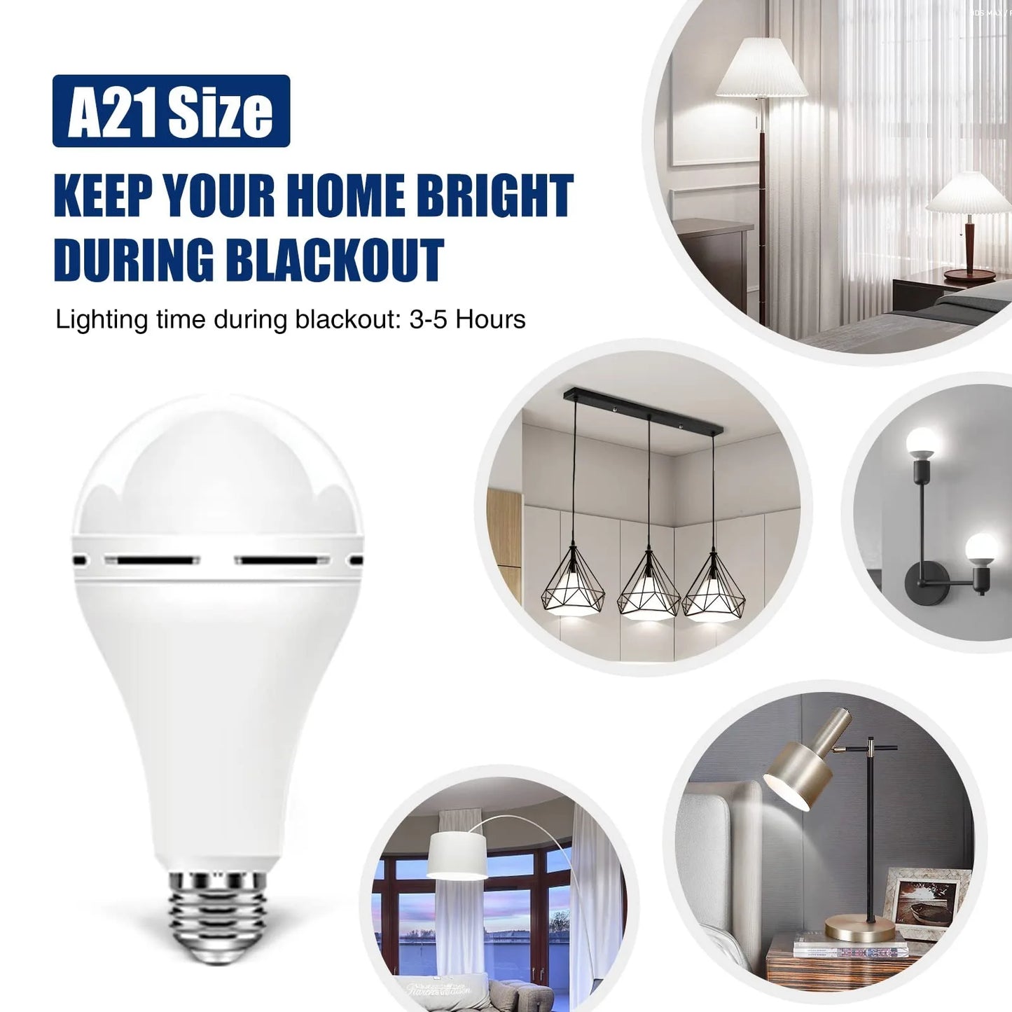 Rechargeable Emergency LED Bulb 9W 800 Lumens 6000K Daylight