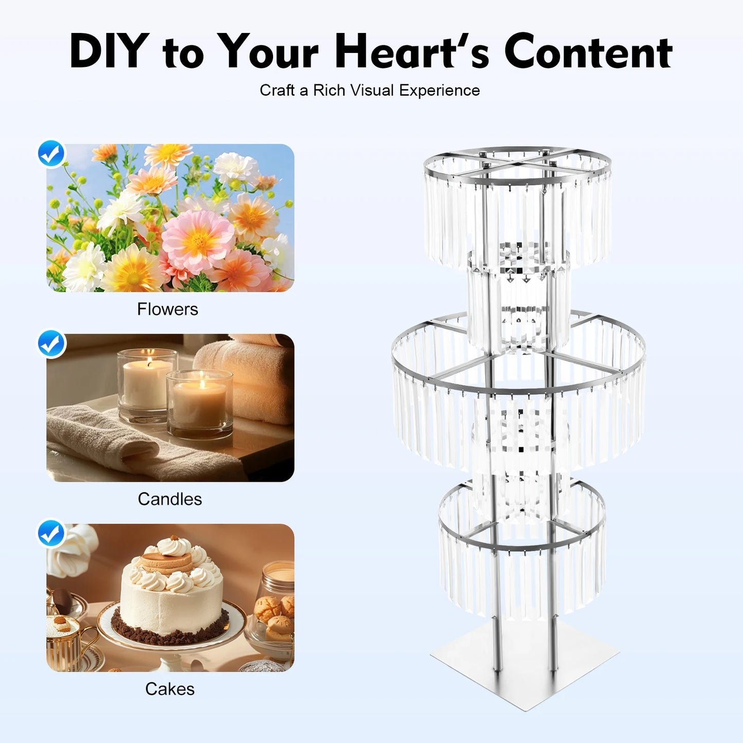 Acrylic Crystal Flower Stand For Wedding Centerpieces