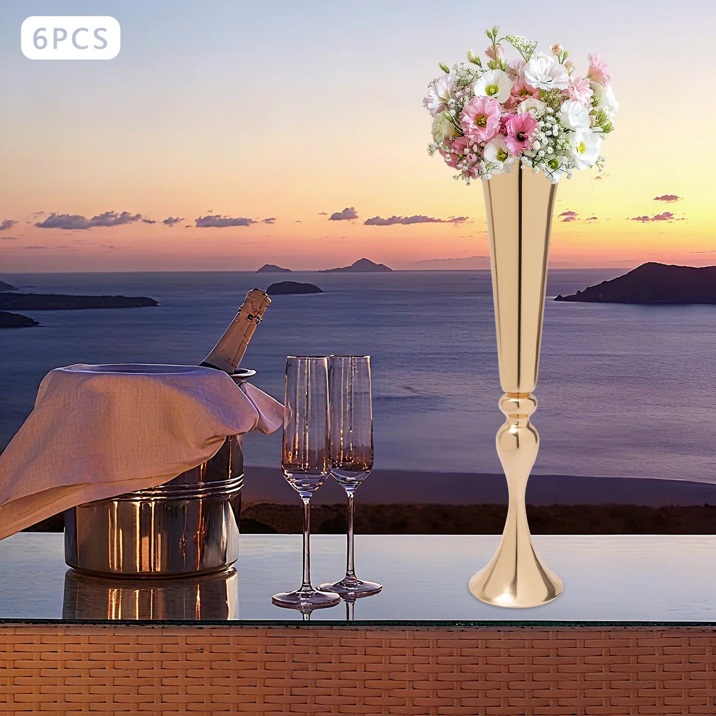 Metal Trumpet Vases Tall Finish For Weddings And Home Decor