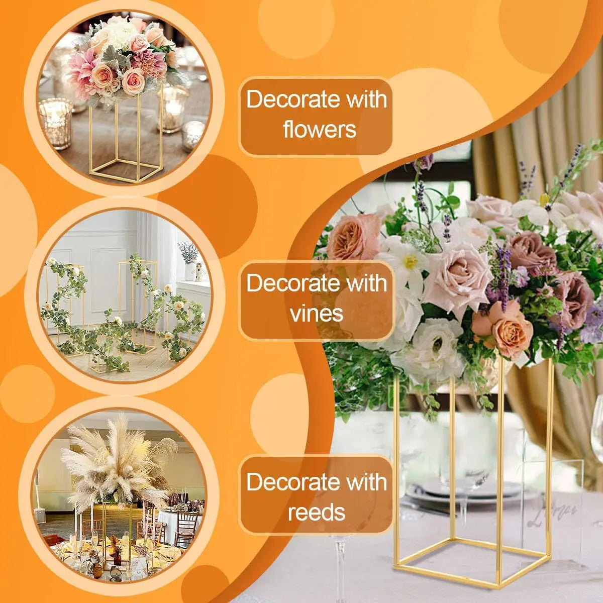Metal Flower Vase Table Centerpiece For Weddings And Parties