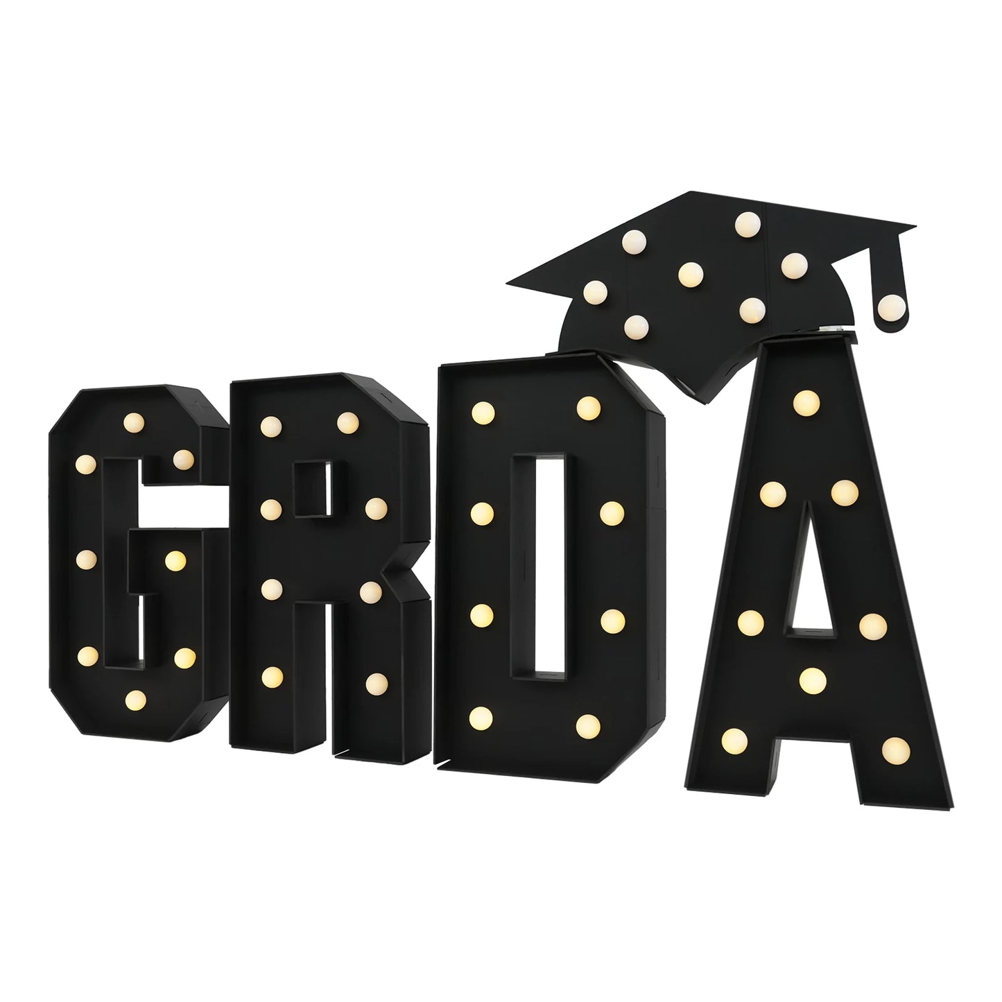 Bymaocar Graduation LED Letter Lights 40 LEDs Freestanding Wall Mount