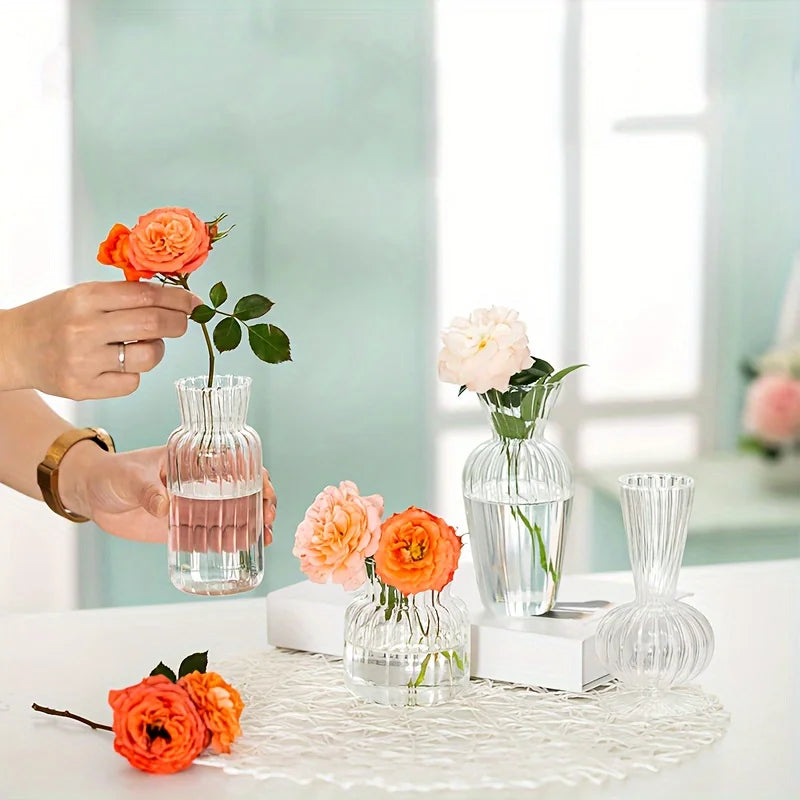 Modern Transparent Glass Vase Set For Wedding And Home Decor
