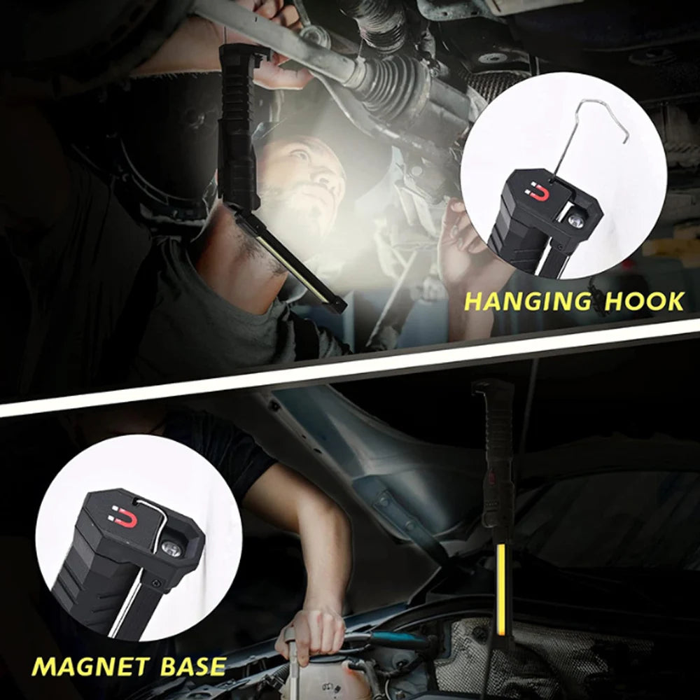 Folding COB Portable LED Work Light With Rechargeable Built In Battery