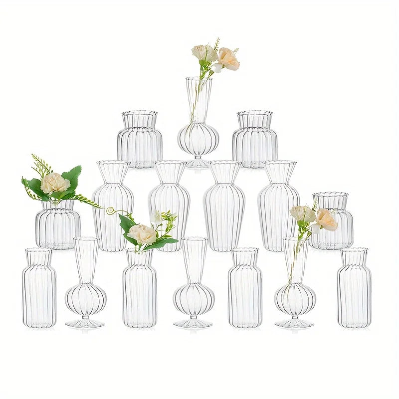 Modern Transparent Glass Vase Set For Wedding And Home Decor