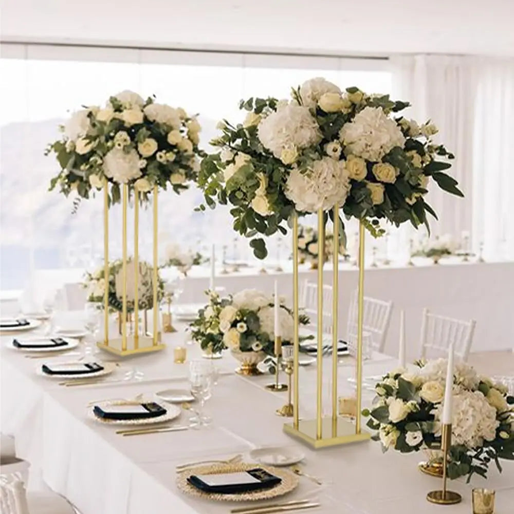Set Of 8 Metal Wedding Flower Stands Geometric Centerpieces