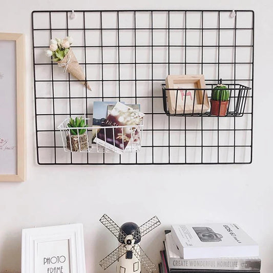 Metal Wall Grid Photo Frame And Postcards Storage Organizer