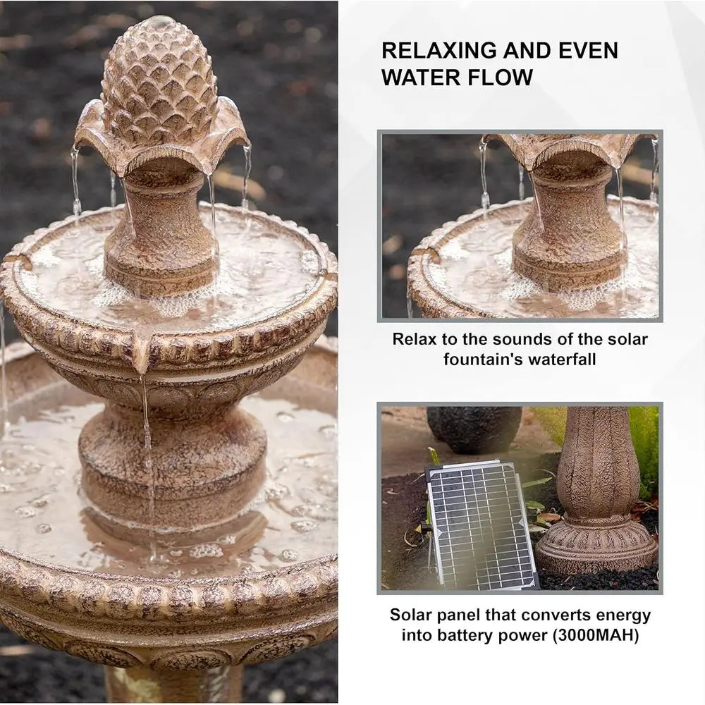 Two Tier Outdoor Water Fountain With Pump For Garden Decor