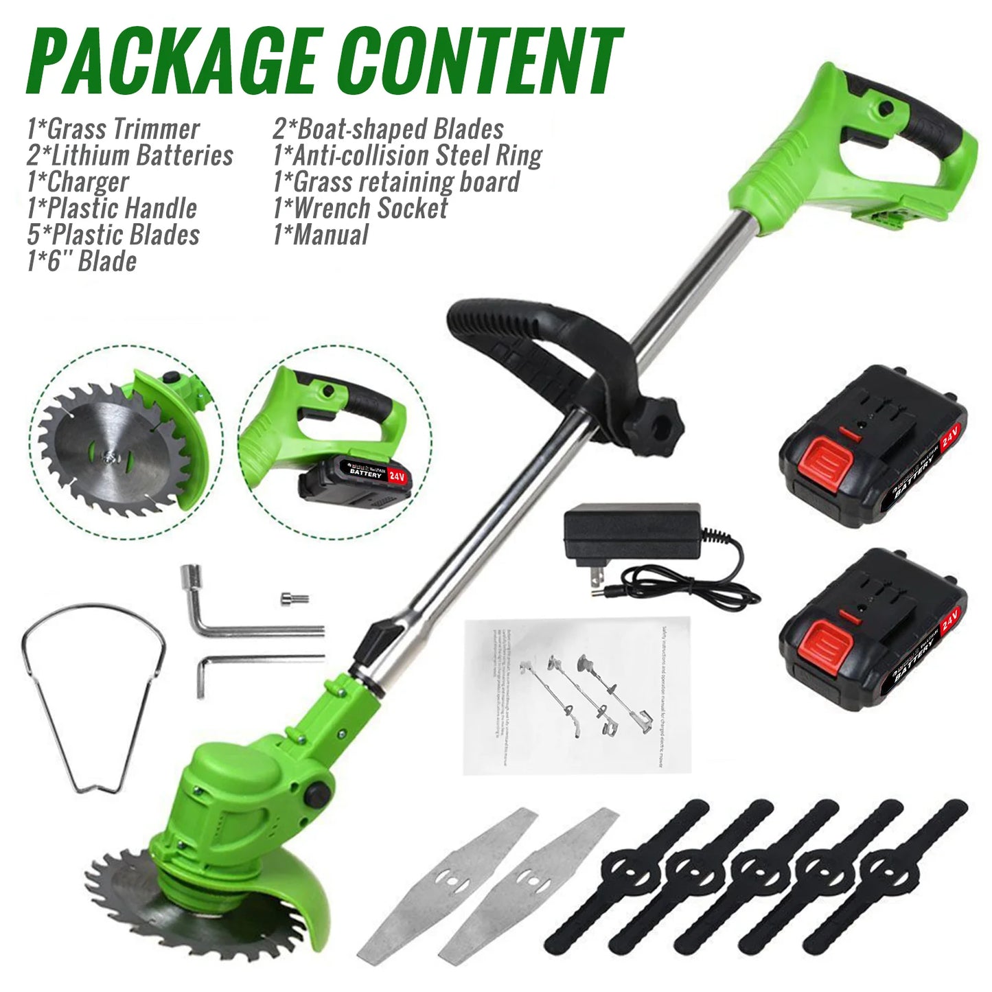 Brushless Cordless Weed Trimmer 2-In-1 Electric Grass Cutter For Yard