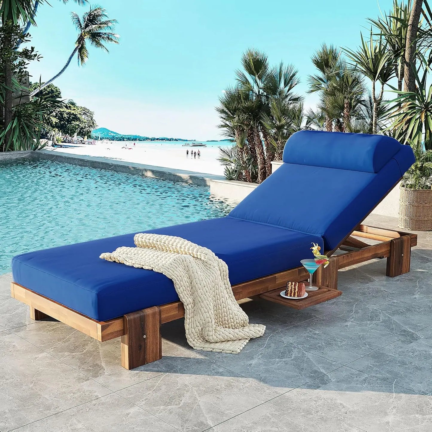 Outdoor 5-Position Adjustable Chaise Lounge Set With Steel Frame Cushions