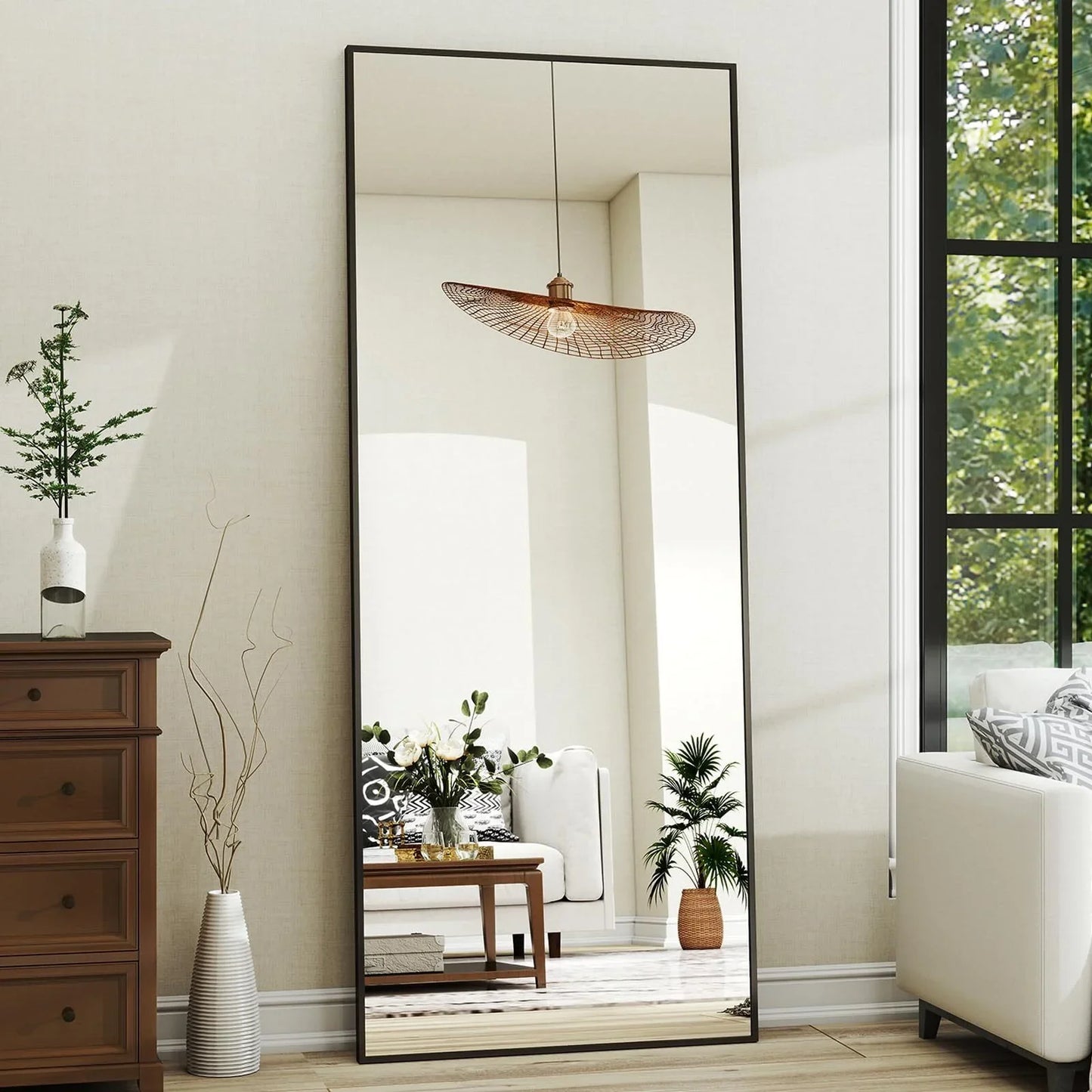 Full Length Mirror With Stand Wall Mount Wardrobe Tempered Glass