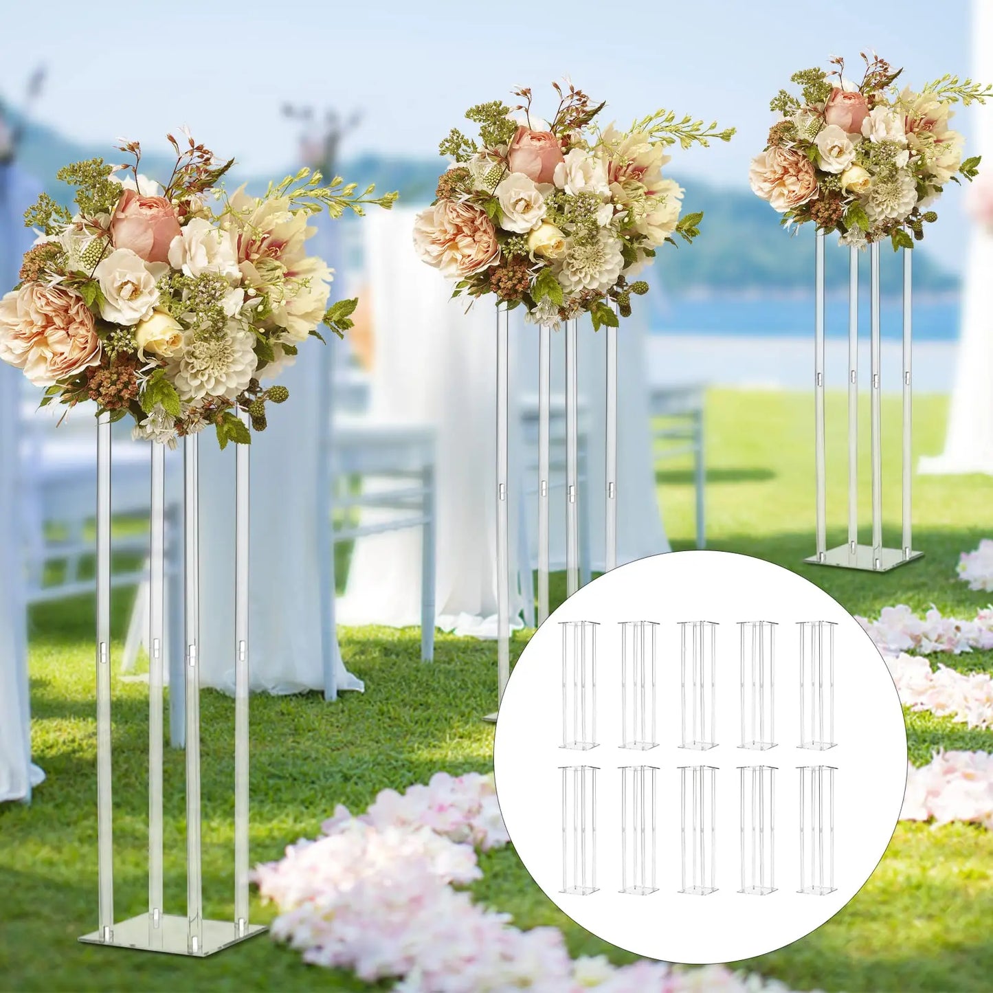 Acrylic Vase Column Stand Centerpiece for Wedding Decoration