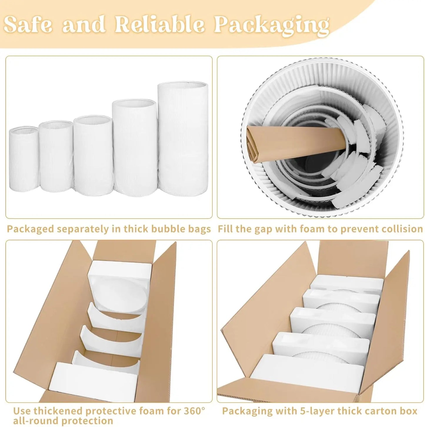 Metal Pleated Cylinder Pedestal Stands 5-Piece Set