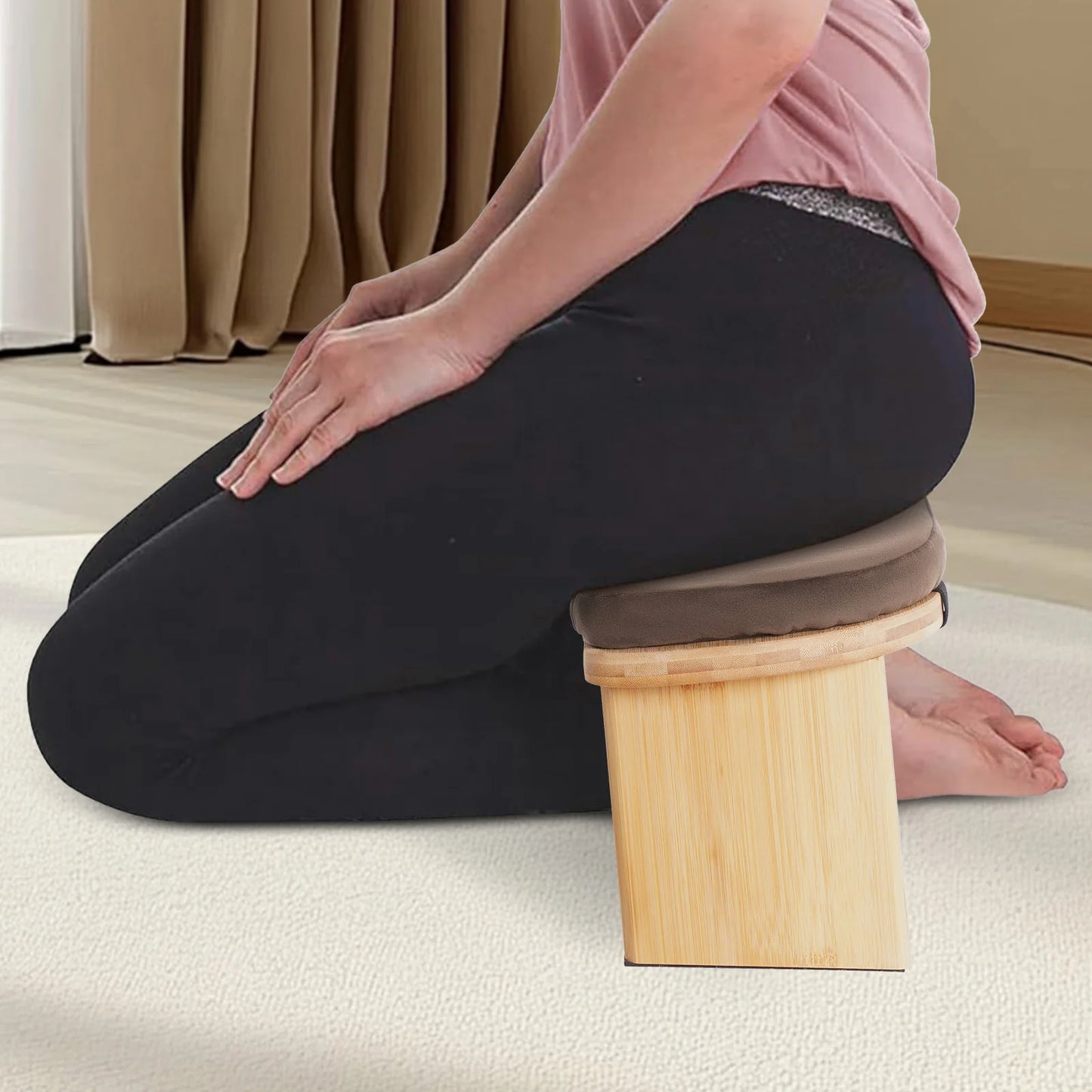 Bymaocar Foldable Meditation Bench Kneeling Stool For Home Use