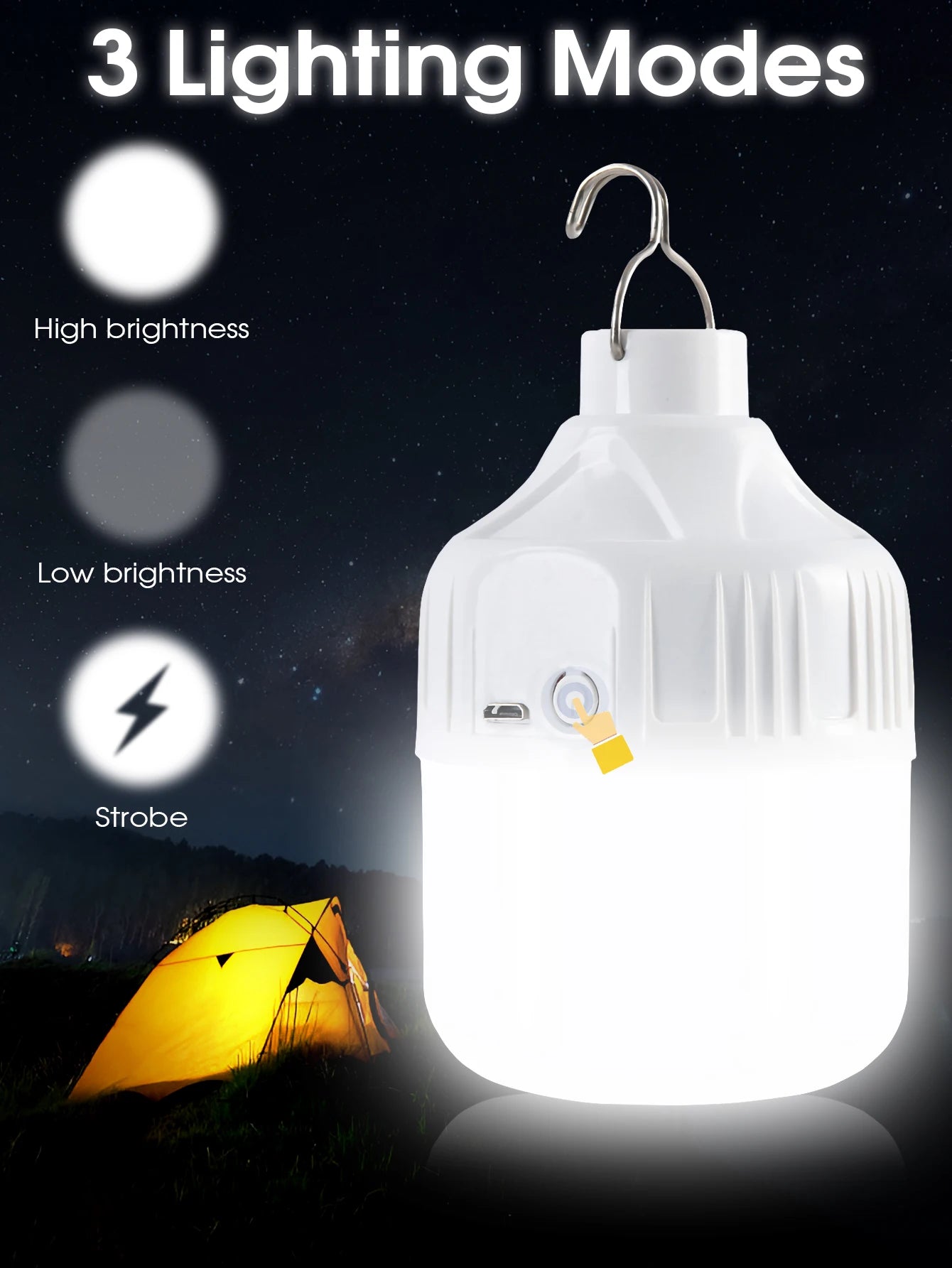 Portable USB Rechargeable LED Camping Light With Emergency Mode