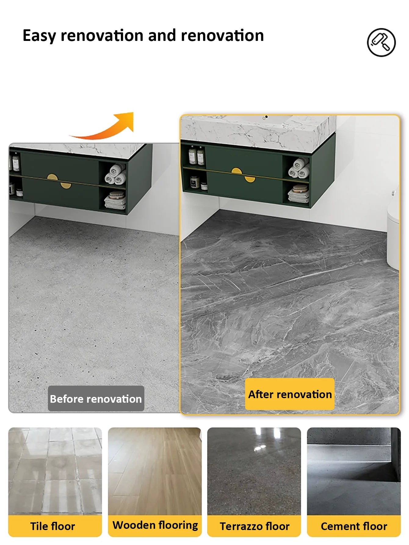Imitation Marble Peel And Stick Floor Tiles Waterproof Non Slip