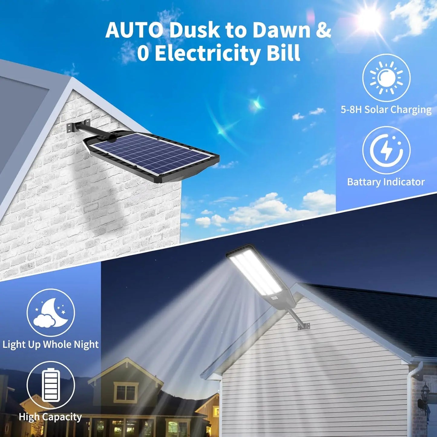 Solar Street Light 9000W Dusk To Dawn LED Security Floodlight
